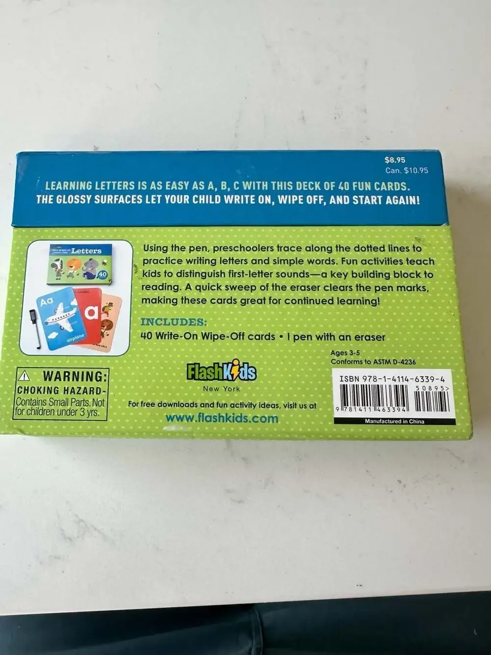 Flash Kids Write-On Wipe-Off Letters Learning Cards (40 Cards)